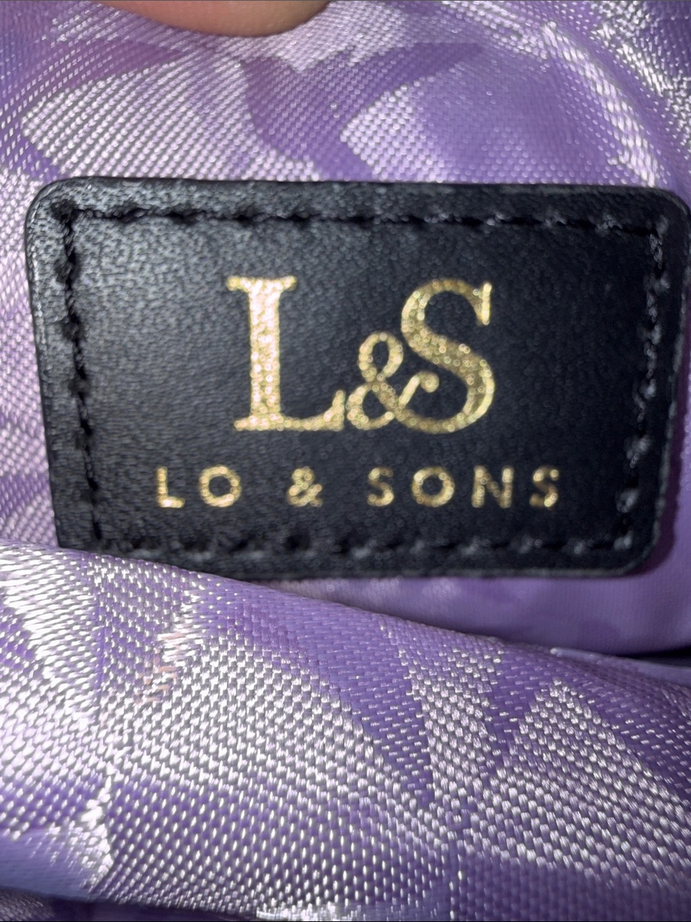 Lo & Sons O.G Laptop Tote Black Exterior / Gold Hardware / Lavender Interior - Picture 5 of 13